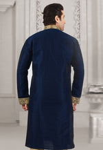 Load image into Gallery viewer, Navy Blue Dupion Silk Kurta Pajama
