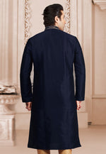 Load image into Gallery viewer, Navy Blue Dupion Silk Kurta Pajama

