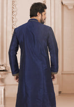 Load image into Gallery viewer, Navy Blue Dupion Silk Kurta Pajama
