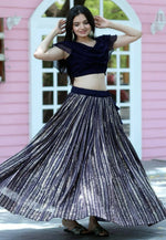 Load image into Gallery viewer, Navy Blue Faux Georgette A Line Lehenga Choli
