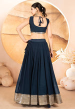 Load image into Gallery viewer, Navy Blue Faux Georgette Lehenga Choli
