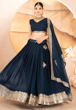 Load image into Gallery viewer, Navy Blue Faux Georgette Lehenga Choli
