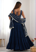 Load image into Gallery viewer, Navy Blue Faux Georgette Readymade Anarkali Suit
