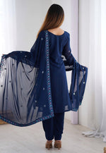 Load image into Gallery viewer, Navy Blue Faux Georgette Readymade Pakistani Suit
