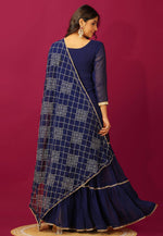 Load image into Gallery viewer, Navy Blue Faux Georgette Readymade Sharara Suit
