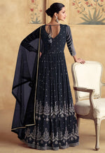 Load image into Gallery viewer, Navy Blue Georgette Anarkali Suit
