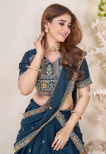 Load image into Gallery viewer, Navy Blue Georgette Circular Lehenga Choli
