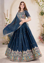 Load image into Gallery viewer, Navy Blue Georgette Circular Lehenga Choli
