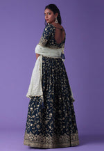 Load image into Gallery viewer, Navy Blue Georgette Circular Lehenga Choli
