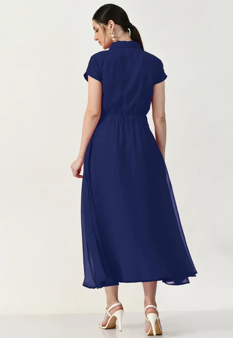 Navy Blue Georgette Gown