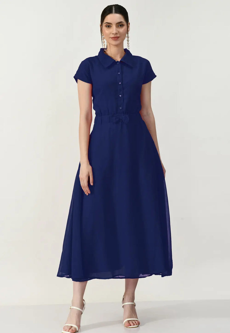 Navy Blue Georgette Gown
