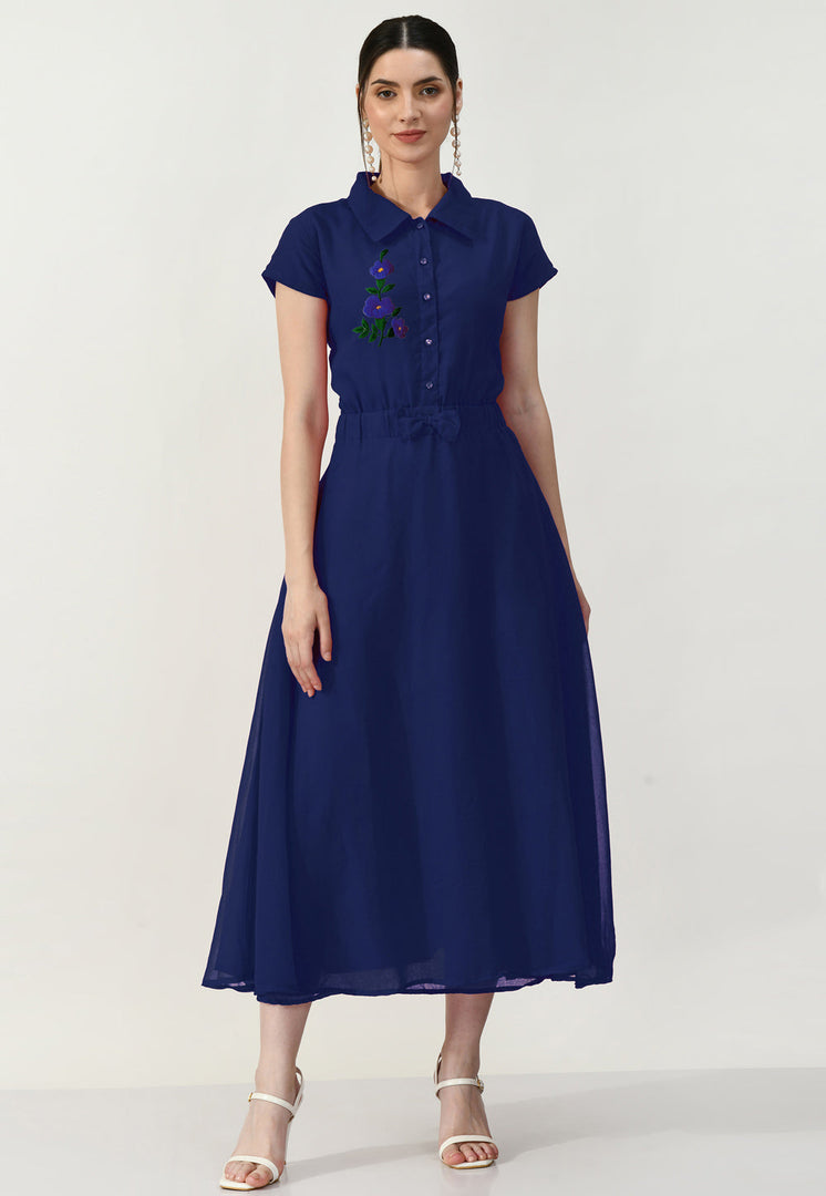 Navy Blue Georgette Gown