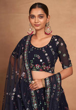 Load image into Gallery viewer, Navy Blue Georgette Lehenga Choli
