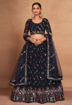 Load image into Gallery viewer, Navy Blue Georgette Lehenga Choli
