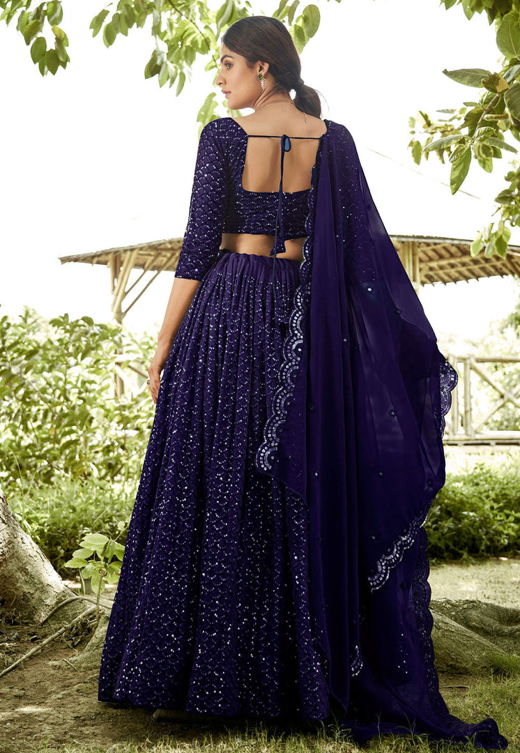 Navy Blue Georgette Lehenga Choli