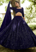 Load image into Gallery viewer, Navy Blue Georgette Lehenga Choli
