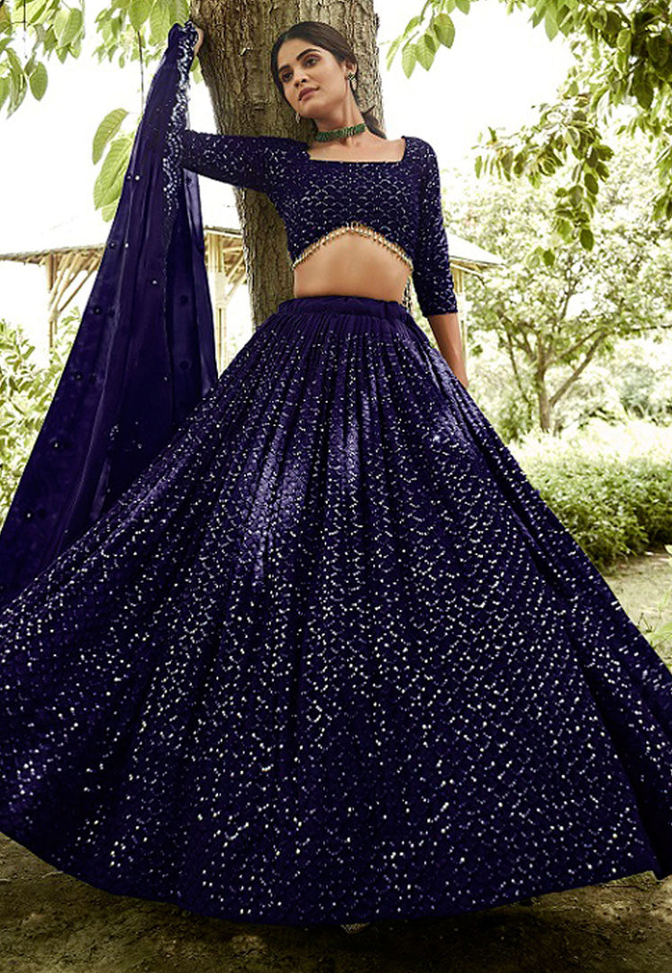 Navy Blue Georgette Lehenga Choli