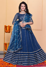 Load image into Gallery viewer, Navy Blue Georgette Lehenga Choli
