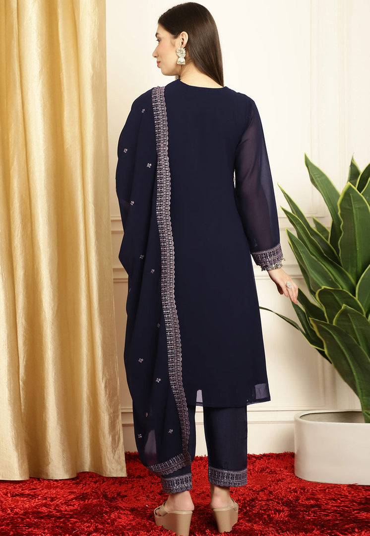Navy Blue Georgette Pakistani Suit