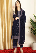 Load image into Gallery viewer, Navy Blue Georgette Pakistani Suit
