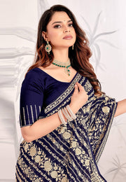 Navy Blue Georgette Saree With Blouse