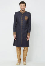 Load image into Gallery viewer, Navy Blue Jute Sherwani
