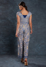 Load image into Gallery viewer, Navy Blue Linen Printed Jumpsuit
