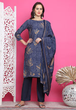 Load image into Gallery viewer, Navy Blue Muslin Pakistani Suit
