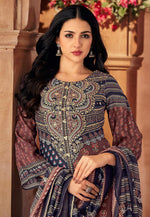 Load image into Gallery viewer, Navy Blue Muslin Pakistani Suit
