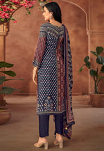 Load image into Gallery viewer, Navy Blue Muslin Pakistani Suit

