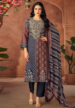 Load image into Gallery viewer, Navy Blue Muslin Pakistani Suit
