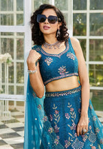 Load image into Gallery viewer, Navy Blue Net A Line Lehenga Choli
