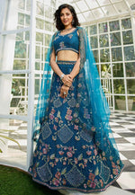 Load image into Gallery viewer, Navy Blue Net A Line Lehenga Choli
