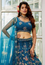 Load image into Gallery viewer, Navy Blue Net A Line Lehenga Choli
