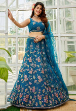 Load image into Gallery viewer, Navy Blue Net A Line Lehenga Choli
