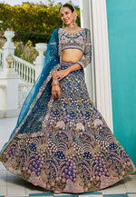 Load image into Gallery viewer, Navy Blue Net A Line Lehenga Choli
