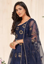 Load image into Gallery viewer, Navy Blue Net Anarkali Suit
