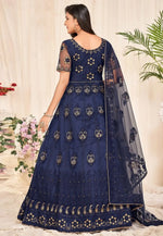 Load image into Gallery viewer, Navy Blue Net Anarkali Suit

