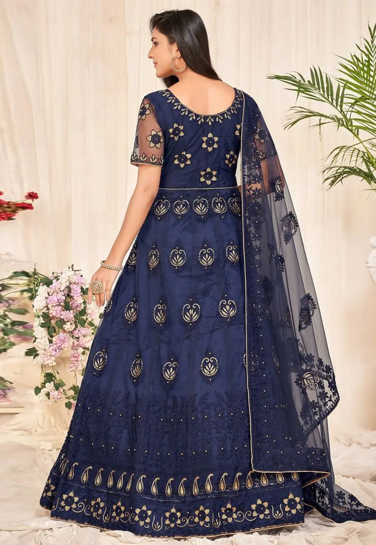 Navy Blue Net Anarkali Suit