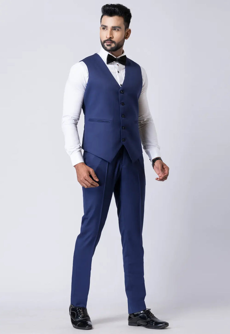 Navy Blue Polyester Tuxedos Suit