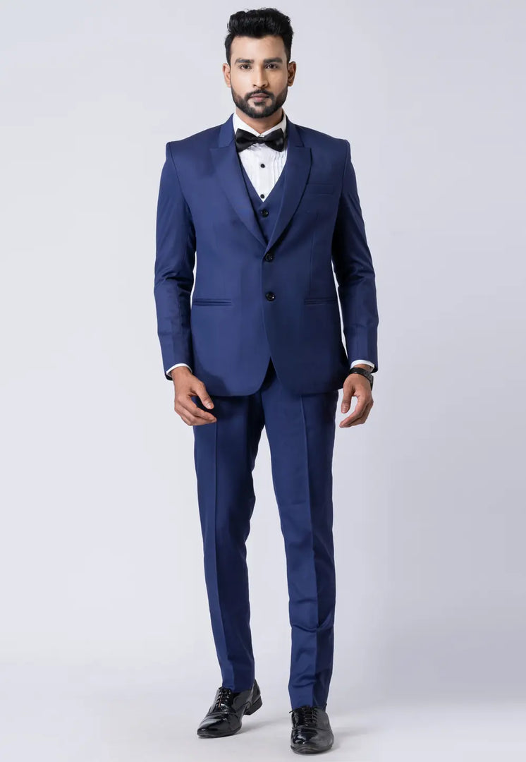 Navy Blue Polyester Tuxedos Suit