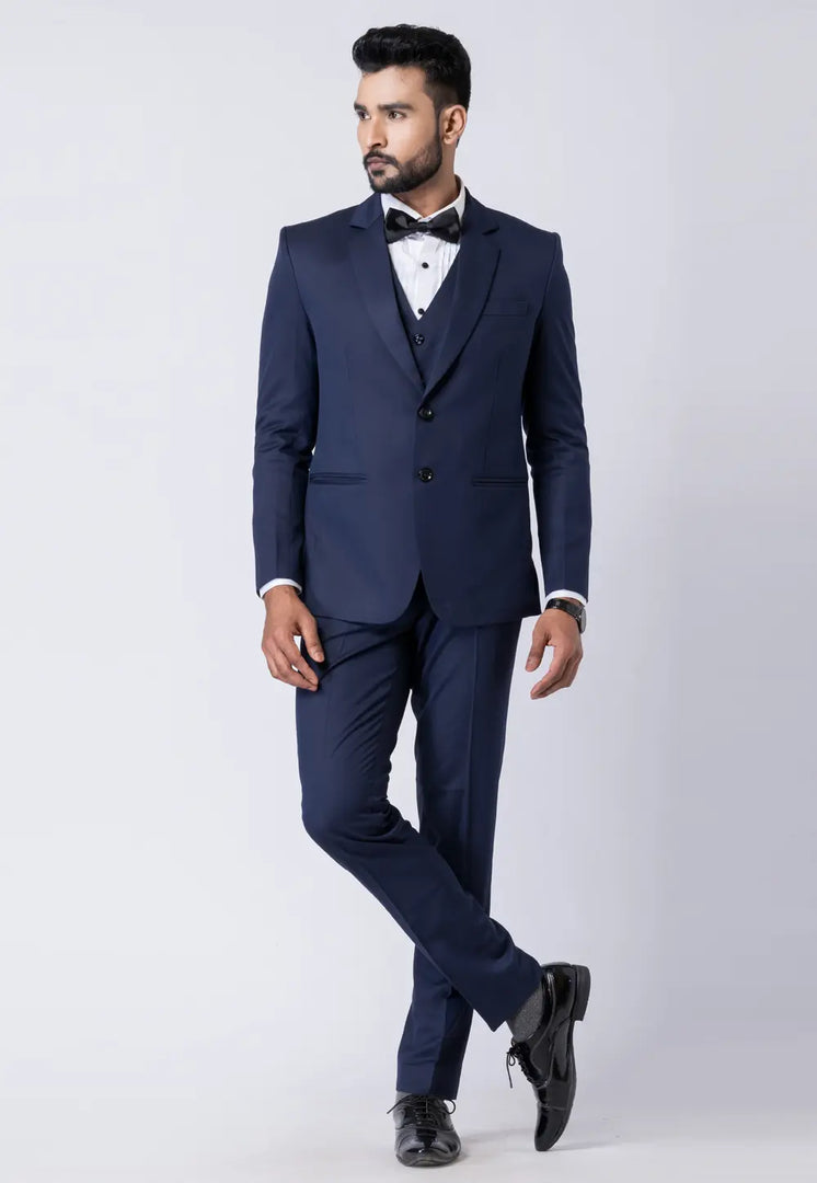 Navy Blue Polyester Tuxedos Suit