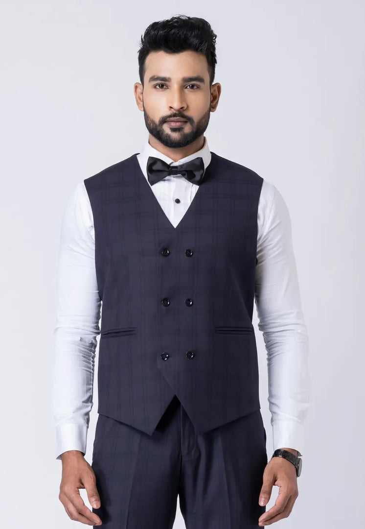 Navy Blue Polyester Tuxedos Suit