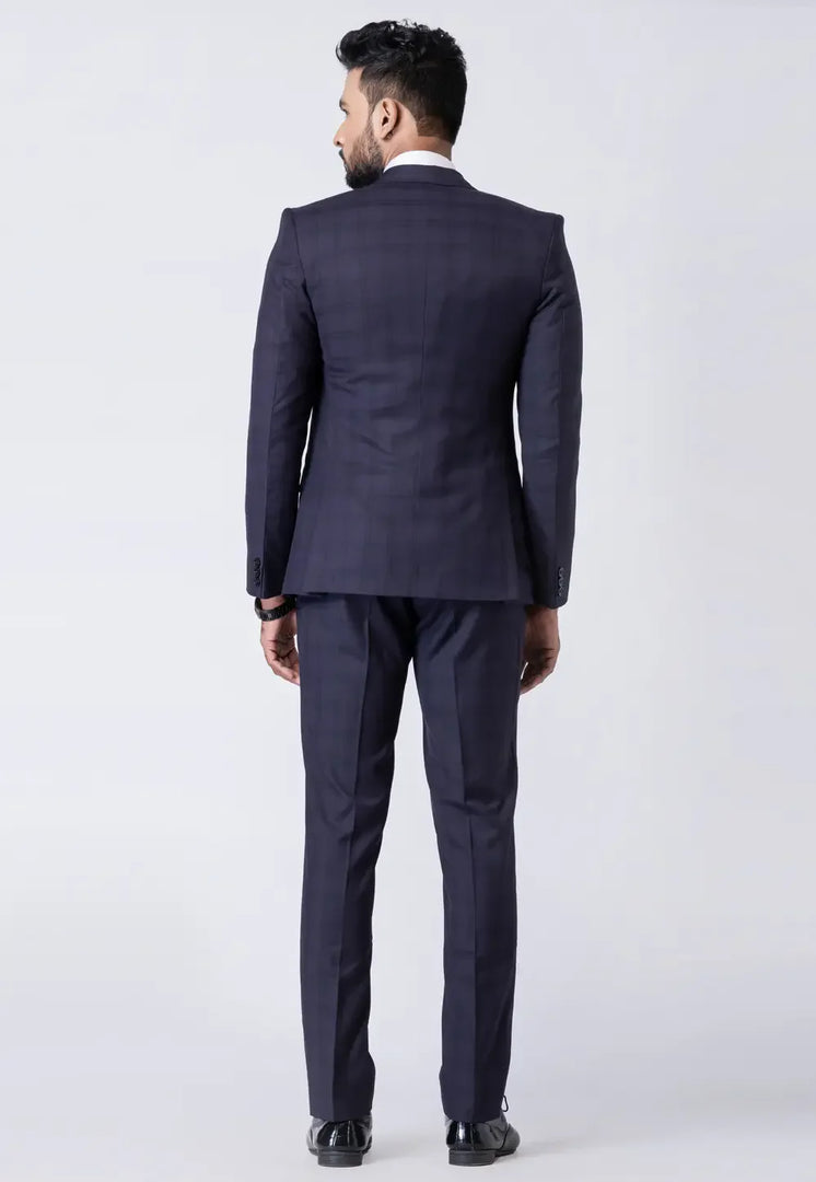 Navy Blue Polyester Tuxedos Suit