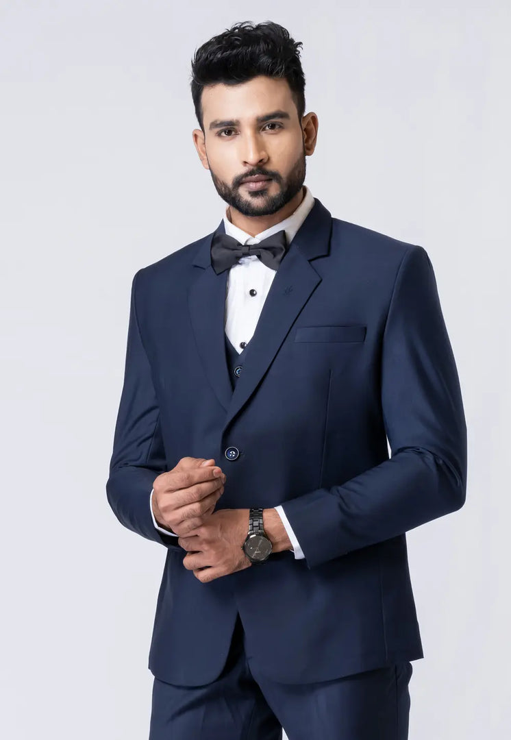 Navy Blue Polyester Tuxedos Suit