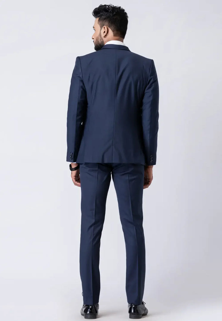 Navy Blue Polyester Tuxedos Suit