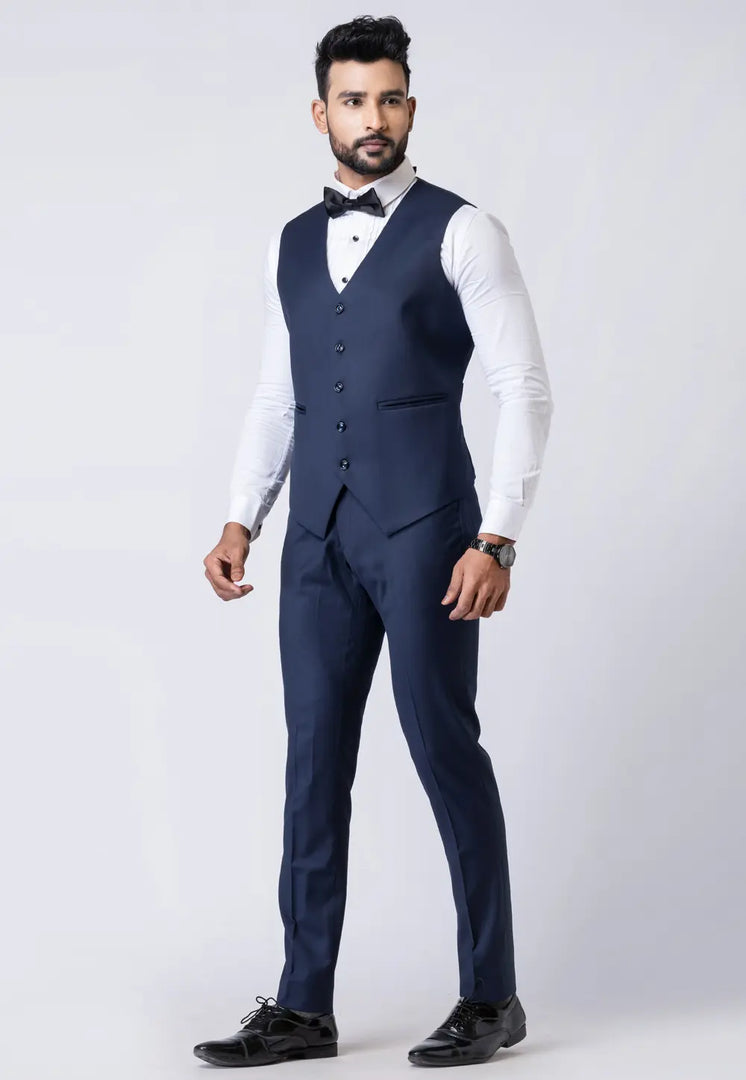 Navy Blue Polyester Tuxedos Suit