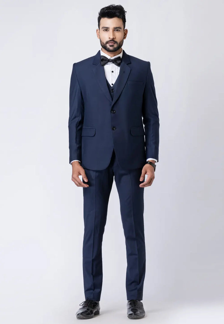 Navy Blue Polyester Tuxedos Suit