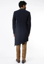 Load image into Gallery viewer, Navy Blue Rayon Indo Western Sherwani
