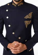 Load image into Gallery viewer, Navy Blue Rayon Jodhpuri Suit
